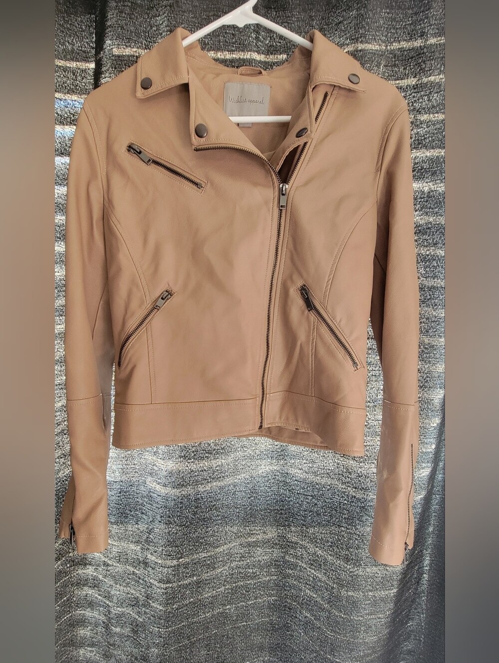 Wishlist Tan Faux-Leather Moto Jacket